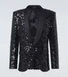 Dolce & Gabbana Sequined Tuxedo Jacket In Black