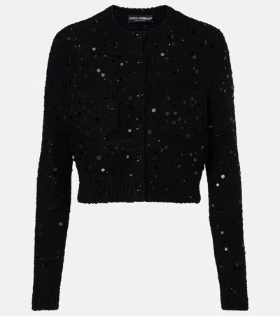 DOLCE & GABBANA SEQUINED WOOL-BLEND CARDIGAN