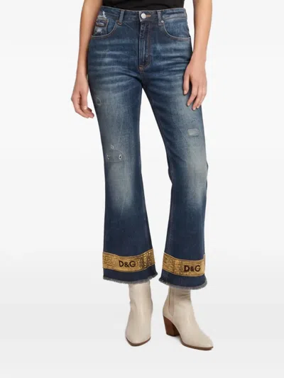 Pre-owned Dolce & Gabbana Sequin-embellished Flared Jeans In Blue