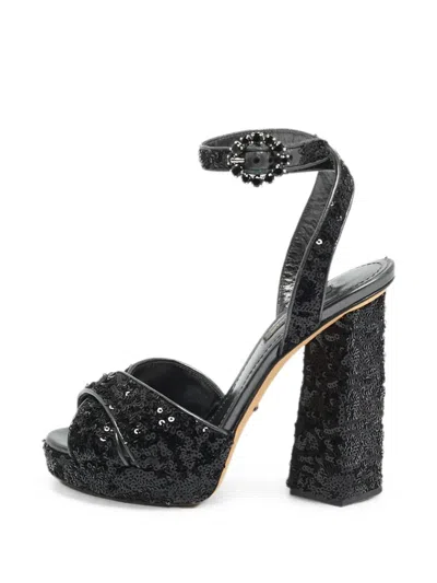 Pre-owned Dolce & Gabbana Sequin-embellished Heeled Sandals In Gray
