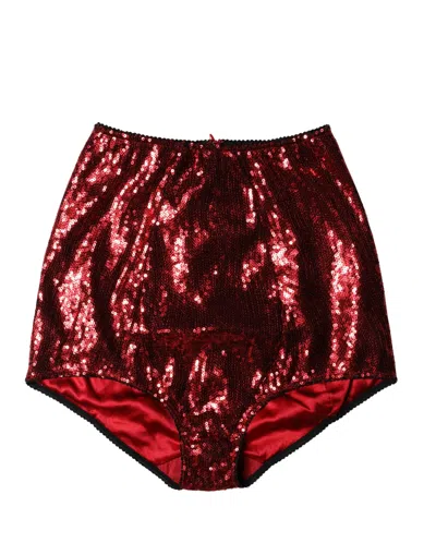 Dolce & Gabbana Sequin-embellished High-waist Bodysuit In Red