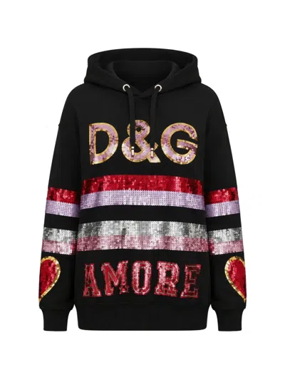 Dolce & Gabbana Sequin-embellished Hoodie In Black