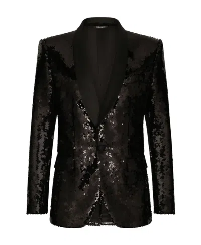 Dolce & Gabbana Dolce  Gabbana Sequin-embellished Suit In Black