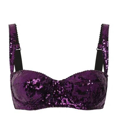 DOLCE & GABBANA SEQUINNED BALCONETTE BRA