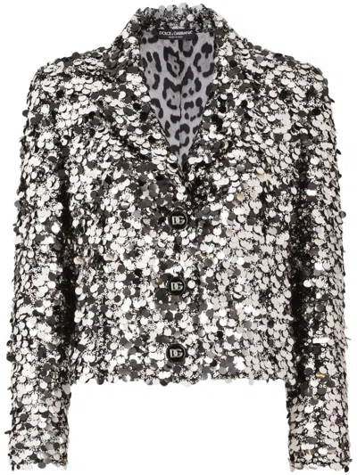 Dolce & Gabbana Sequinned Blazer In Silver