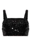 Dolce & Gabbana Black Sequin Cropped Top In Black
