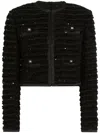 Dolce & Gabbana Short Single-breasted Tweed Jacket With Micro-sequin Embellishment In Black