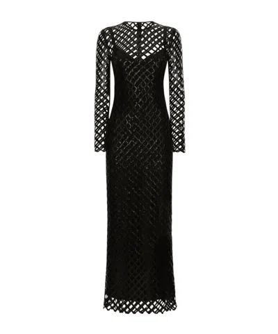 Dolce & Gabbana Sequinned Mesh Maxi Dress In Black