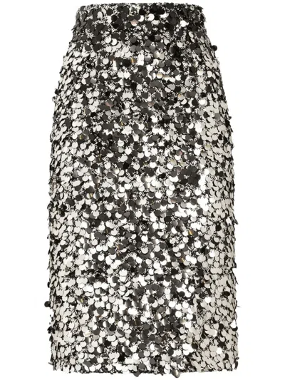 Dolce & Gabbana Sequinned Skirt In Silver