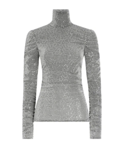 DOLCE & GABBANA DOLCE  GABBANA DRAPED SEQUINED TURTLE-NECK TOP