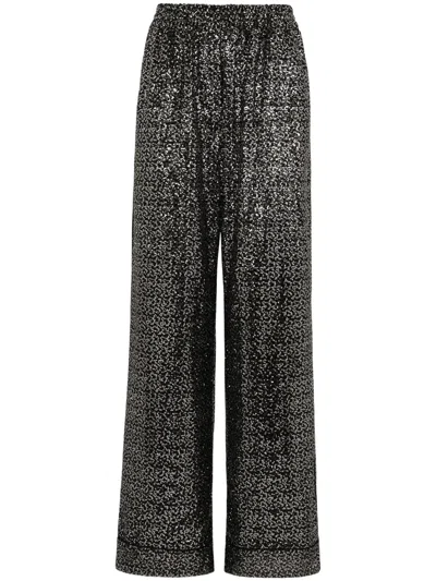 Dolce & Gabbana Sequined High-rise Wide-leg Pants In Black