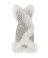 Dolce & Gabbana Short Sequined Wrap Dress With Feather Trims In White