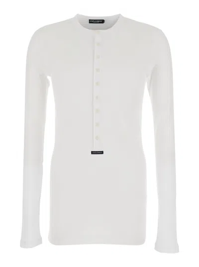 Dolce & Gabbana Serafino A Coste Manica Lunga In White