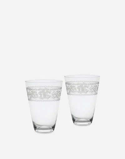 Dolce & Gabbana Set 2 Beverage Glasses In Multicolor