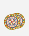 Dolce & Gabbana Set 2 Dessert Plates In Fine Porcelain Multicolor Unisex Onesize In Multicolor