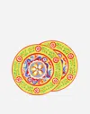 Dolce & Gabbana Set 2 Dessert Plates In Fine Porcelain Multicolor Unisex Onesize In Multicolor