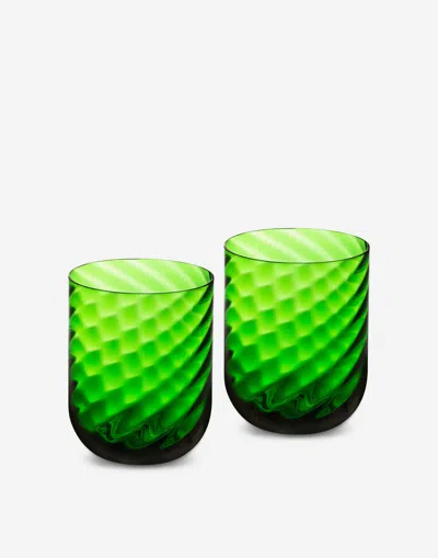 Dolce & Gabbana Set 2 Hand-blown Murano Water Glasses In Multicolor