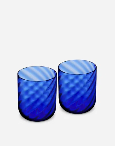 Dolce & Gabbana Set 2 Hand-blown Murano Water Glasses In Multicolor