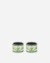 Dolce & Gabbana Set 2 Medium Porcelain Napkin Rings In Green