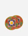 Dolce & Gabbana Set 2 Porcelain Bread Plates In Multicolor