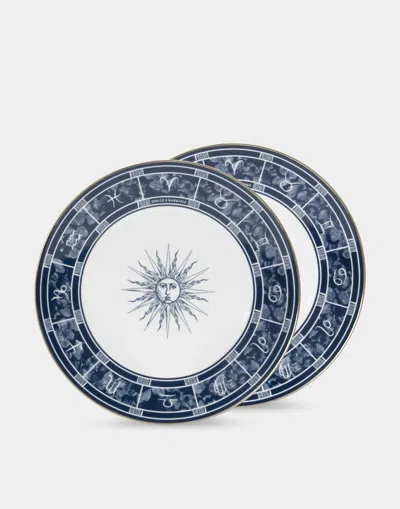 Dolce & Gabbana Set 2 Porcelain Dinner Plates In Blue