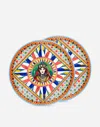 Dolce & Gabbana Set 2 Porcelain Dinner Plates In Multicolor