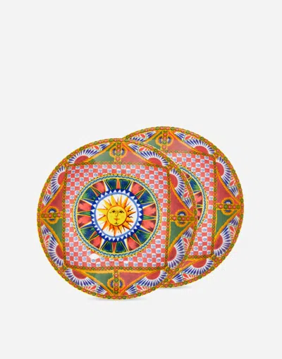 Dolce & Gabbana Set 2 Porcelain Soup Plates In Multicolor