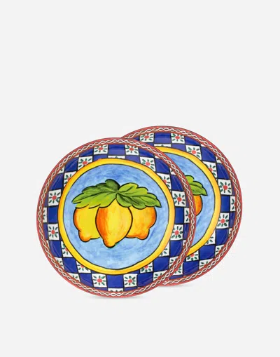 Dolce & Gabbana Set 2 Porcelain Soup Plates In Multicolor