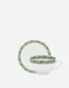 Dolce & Gabbana Set 2 Porcelain Teacups With Saucers In Multicolor