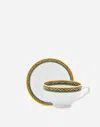 Dolce & Gabbana Set 2 Porcelain Teacups With Saucers In Multicolor