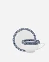 Dolce & Gabbana Set 2 Porcelain Teacups With Saucers In Multicolor