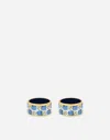 Dolce & Gabbana Set 2 Small Porcelain Napkin Rings In Multicolor