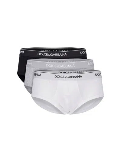Dolce & Gabbana Set 3 Logo Briefs In Multi