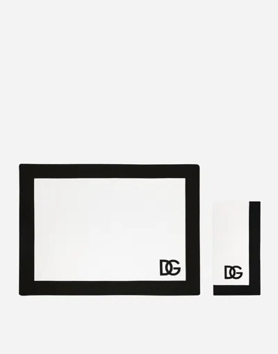 Dolce & Gabbana Set Linen Placemat And Napkin In Multicolor