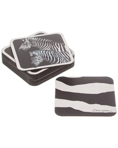 Dolce & Gabbana Set Of 12 Zebra Coasters In Black