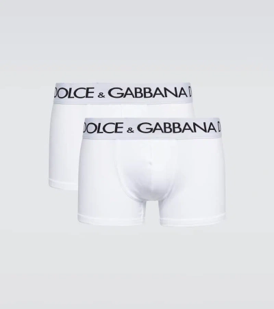 Dolce & Gabbana Set Of 2 Cotton-blend Boxer Briefs In White