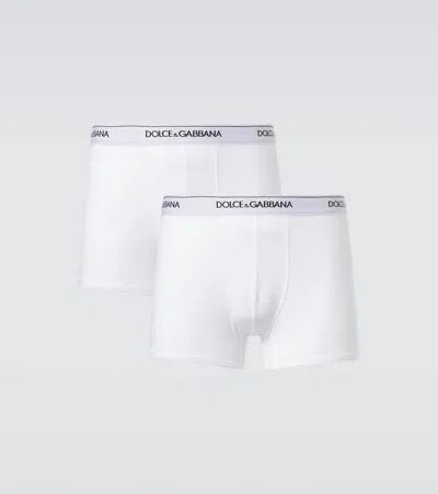 Dolce & Gabbana Set Of 2 Logo Cotton-blend Boxer Briefs In White