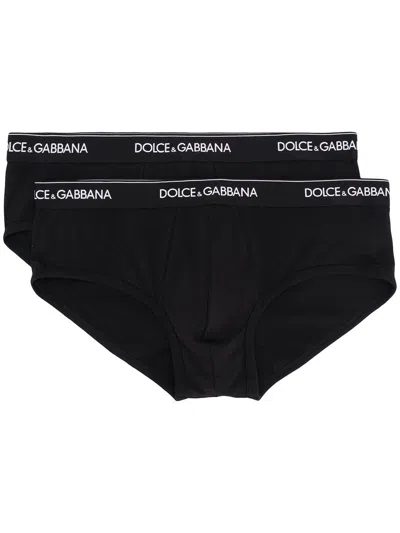 Dolce & Gabbana Set Of Two Cotton Blend Briefs In Black