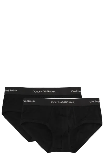 Dolce & Gabbana Set Of Two Cotton Slip In Black
