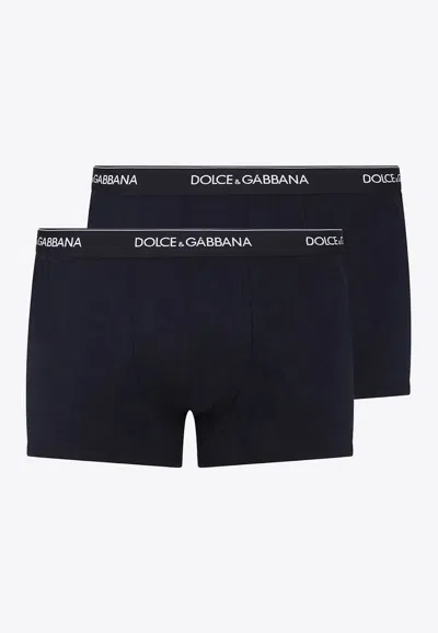 Dolce & Gabbana Set Of Two Waistband Boxers In Blue