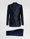 Dolce & Gabbana Shantung And Mikado Silk Double-breasted Suit In Blue