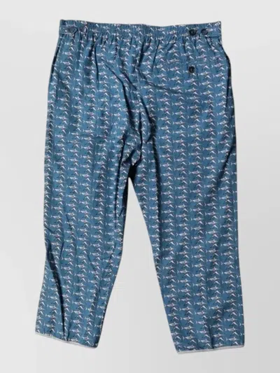Dolce & Gabbana Shark Print Cropped Mens Beach Pajama Pants In Purple