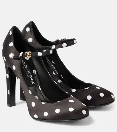 DOLCE & GABBANA SHARON POLKA-DOT SATIN MARY JANE PUMPS