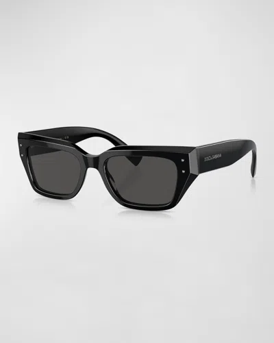 Dolce & Gabbana Sharp Acetate & Plastic Cat-eye Sunglasses In Black