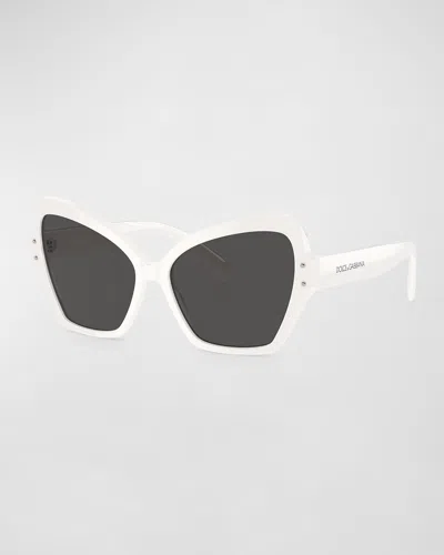 Dolce & Gabbana Sharp Acetate Butterfly Sunglasses In White