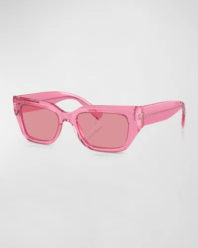 Dolce & Gabbana Sharp Mirrored Acetate & Plastic Cat-eye Sunglasses In Trans Pink