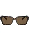 Dolce & Gabbana Sharped Rectangle-frame Sunglasses In Brown
