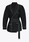 Dolce & Gabbana Shawl-lapels Wool Robe With Piping In Black
