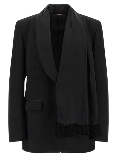 Dolce & Gabbana Men Shawl Neck Blazer In Black