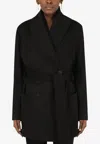 Dolce & Gabbana Shawl-neck Cashmere Wrap Coat In Black